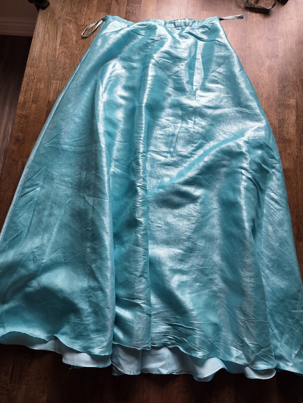 Icy Mint Turquoise Satin A-Line Maxi Skirt Frozen Princess Elsa - Picture 7 of 16
